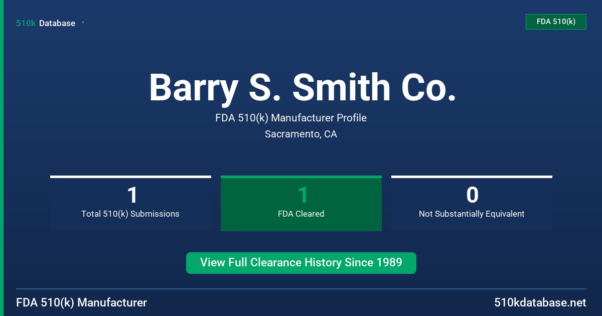 Barry S. Smith Co. FDA 510(k) Manufacturer Profile