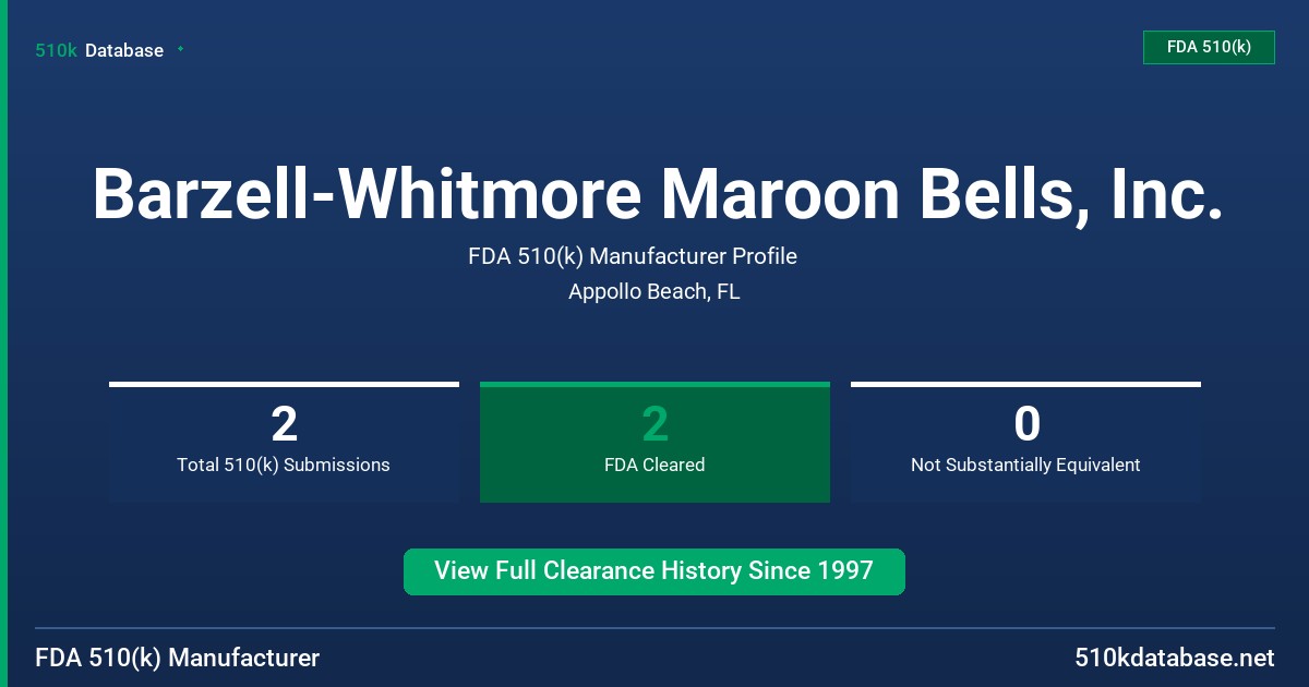 Barzell-Whitmore Maroon Bells, Inc. FDA 510(k) Manufacturer Profile