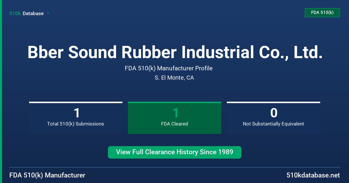 Bber Sound Rubber Industrial Co., Ltd. FDA 510(k) Manufacturer Profile