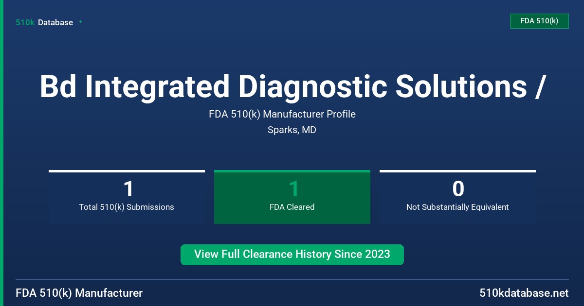 Bd Integrated Diagnostic Solutions / FDA 510(k) Manufacturer Profile