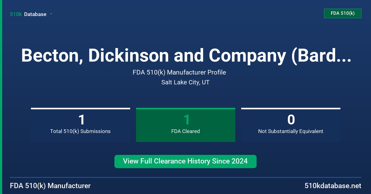 Becton, Dickinson and Company (Bard Access Systems, Inc.) FDA 510(k) Manufacturer Profile