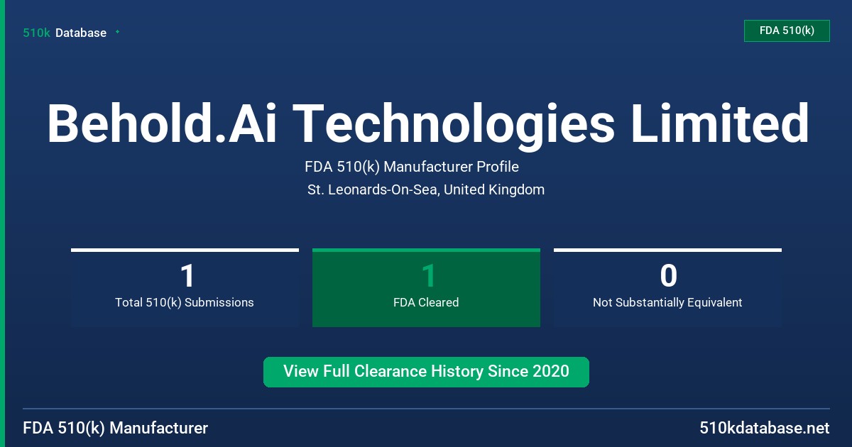 Behold.Ai Technologies Limited FDA 510(k) Manufacturer Profile