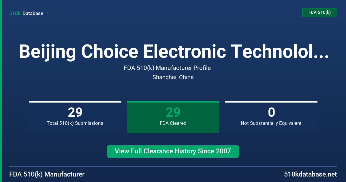 Beijing Choice Electronic Technololgy Co., Ltd. FDA 510(k) Manufacturer Profile