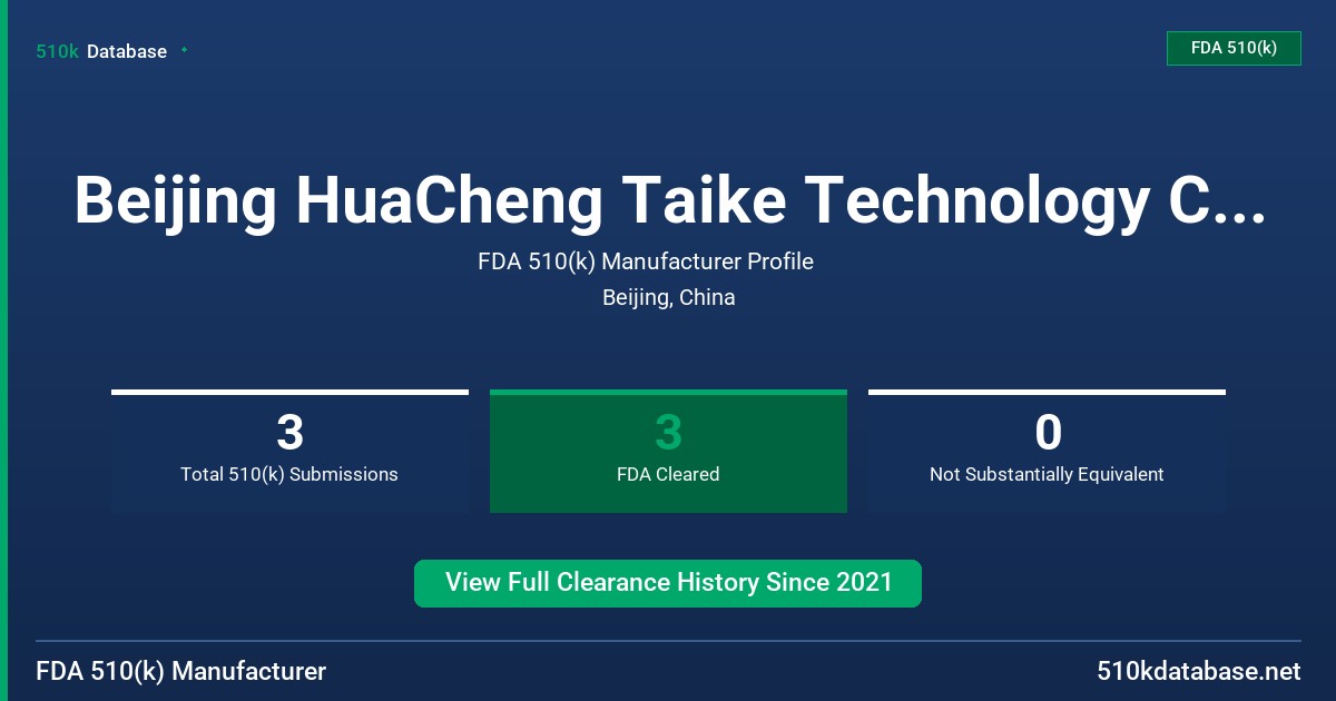 Beijing HuaCheng Taike Technology Co., Ltd. FDA 510(k) Manufacturer Profile