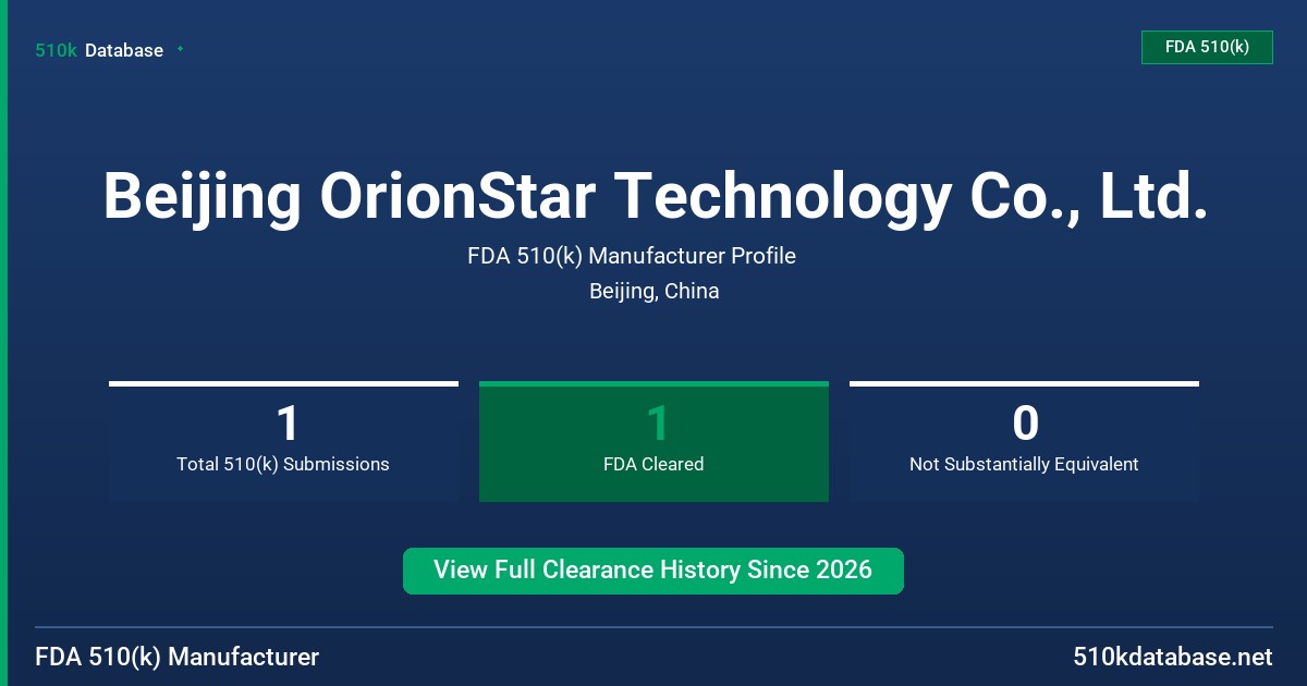 Beijing OrionStar Technology Co., Ltd. FDA 510(k) Manufacturer Profile