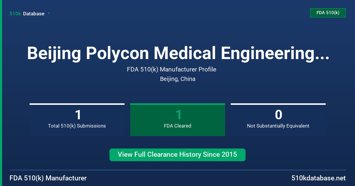 Beijing Polycon Medical Engineering Company FDA 510(k) Manufacturer Profile