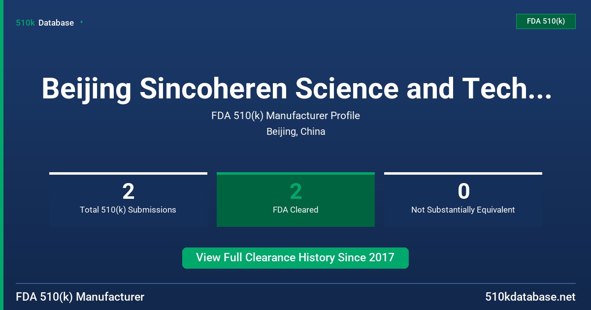 Beijing Sincoheren Science and Technology Development Co. FDA 510(k) Manufacturer Profile