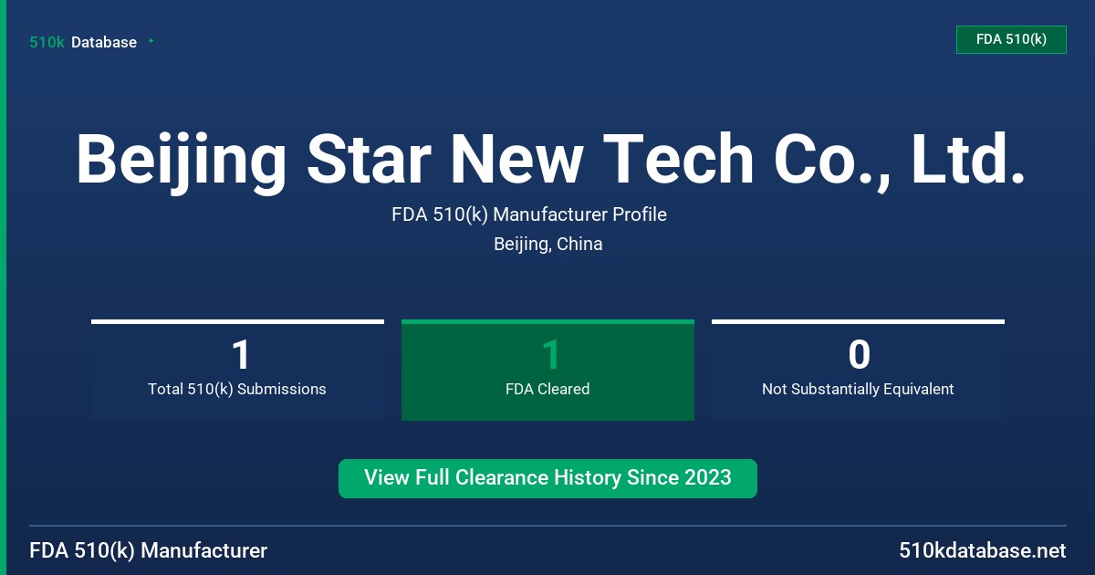 Beijing Star New Tech Co., Ltd. FDA 510(k) Manufacturer Profile