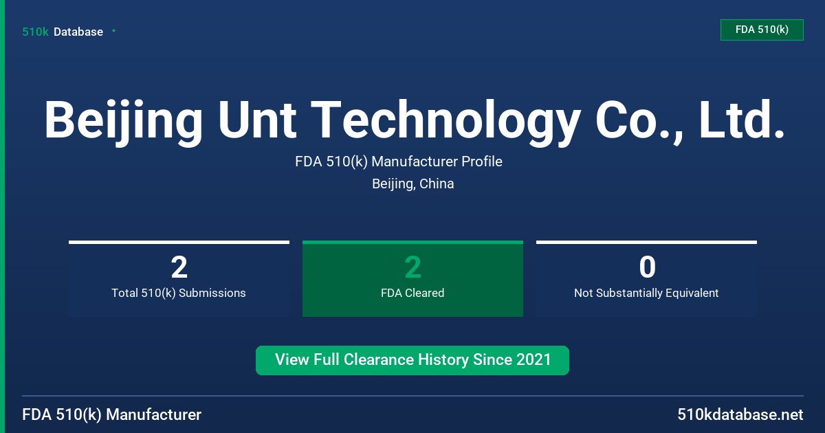 Beijing Unt Technology Co., Ltd. FDA 510(k) Manufacturer Profile