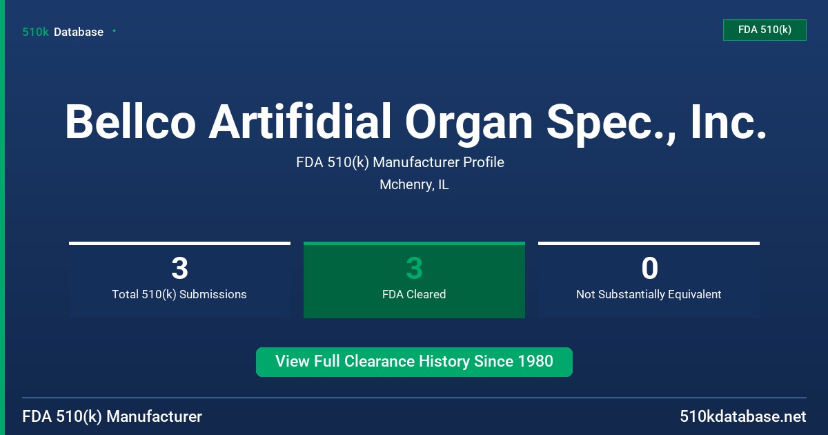 Bellco Artifidial Organ Spec., Inc. FDA 510(k) Manufacturer Profile