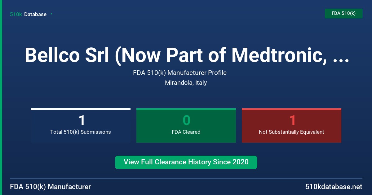 Bellco Srl (Now Part of Medtronic, Inc) FDA 510(k) Manufacturer Profile