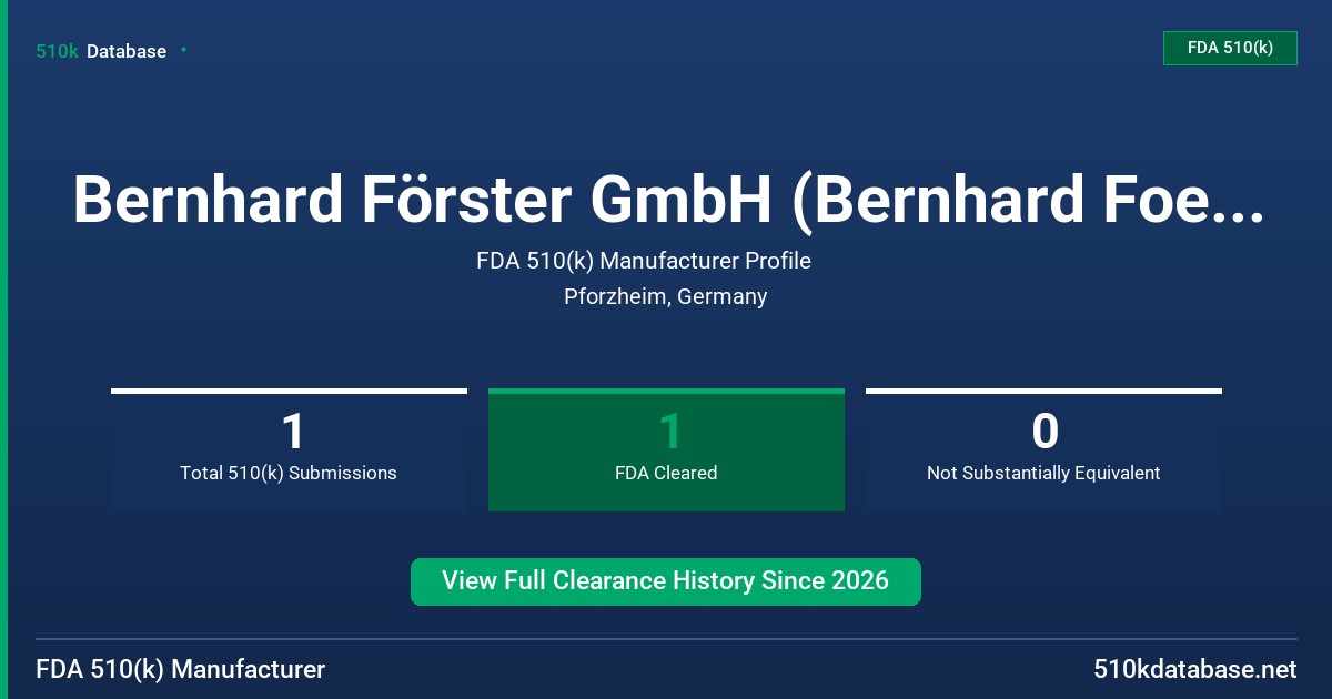 Bernhard Förster GmbH (Bernhard Foerster Ltd.) FDA 510(k) Manufacturer Profile