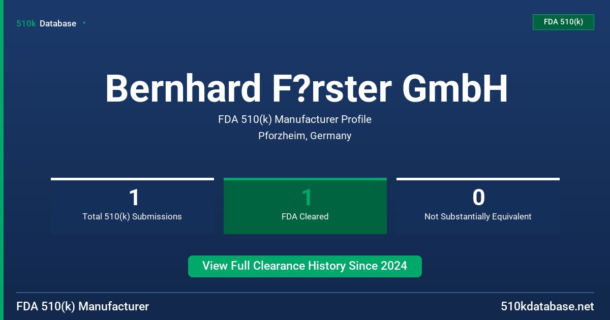 Bernhard F?rster GmbH FDA 510(k) Manufacturer Profile