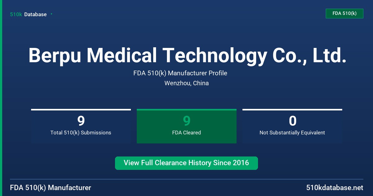 Berpu Medical Technology Co., Ltd. FDA 510(k) Manufacturer Profile