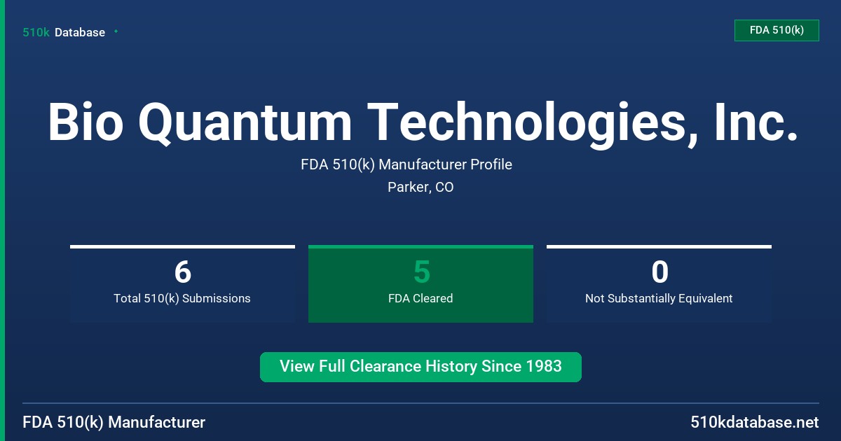 Bio Quantum Technologies, Inc. FDA 510(k) Manufacturer Profile