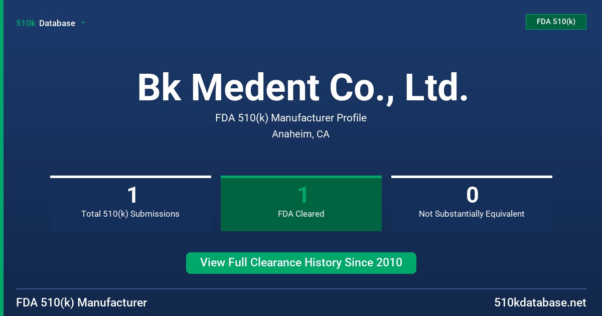 Bk Medent Co., Ltd. FDA 510(k) Manufacturer Profile