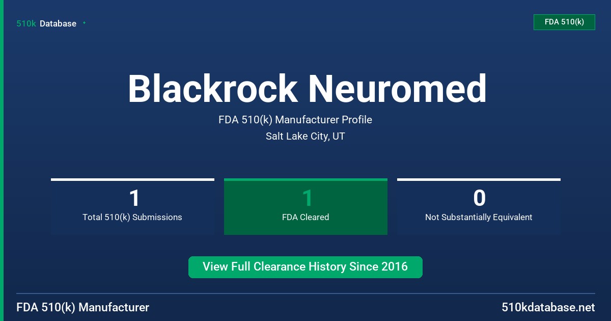 Blackrock Neuromed FDA 510(k) Manufacturer Profile