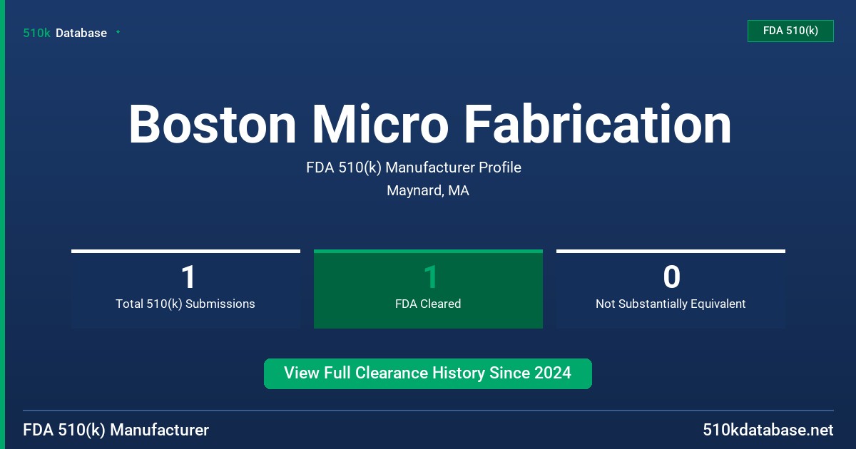 Boston Micro Fabrication FDA 510(k) Manufacturer Profile