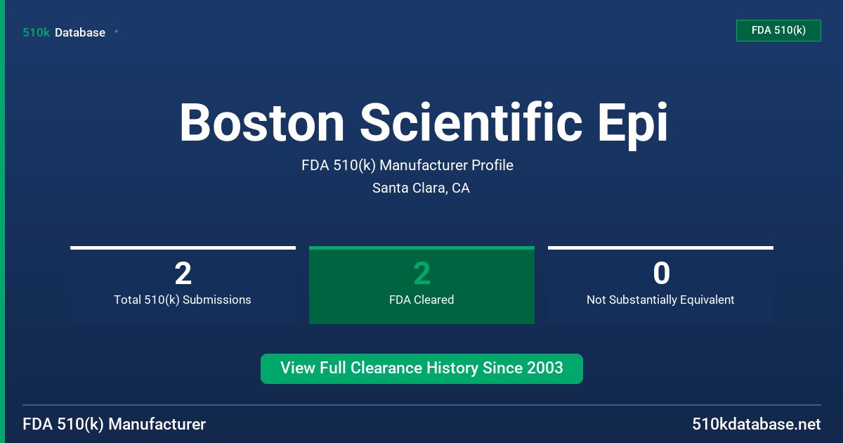 Boston Scientific Epi FDA 510(k) Manufacturer Profile