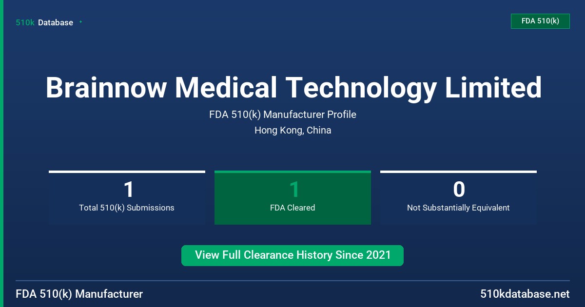 Brainnow Medical Technology Limited FDA 510(k) Manufacturer Profile