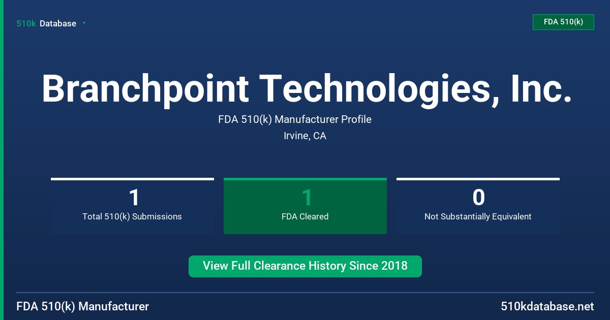 Branchpoint Technologies, Inc. FDA 510(k) Manufacturer Profile