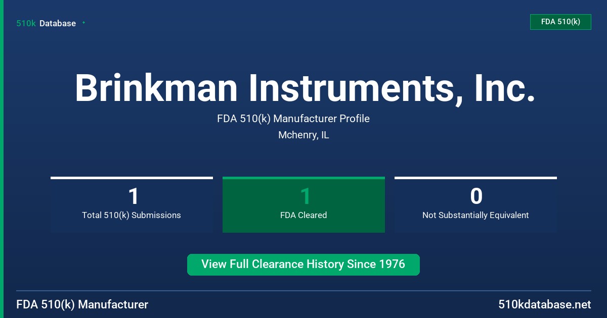 Brinkman Instruments, Inc. FDA 510(k) Manufacturer Profile