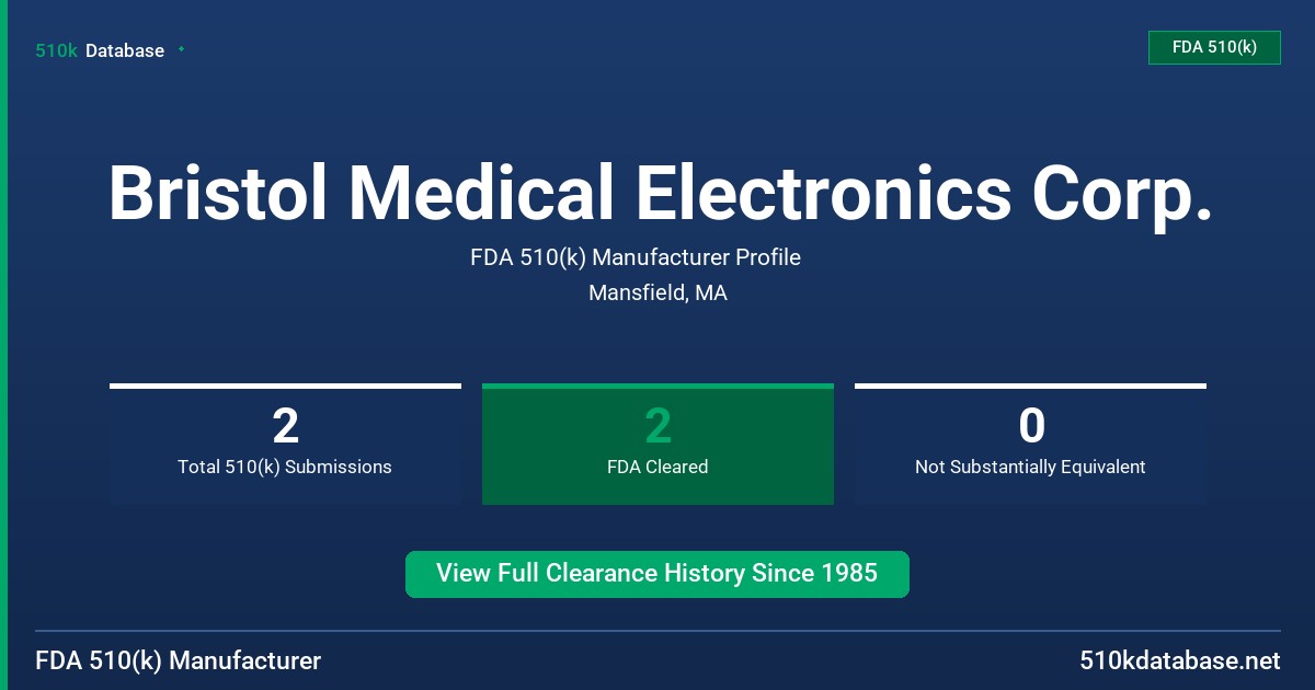 Bristol Medical Electronics Corp. FDA 510(k) Manufacturer Profile