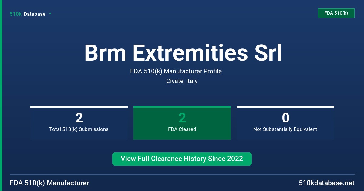Brm Extremities Srl FDA 510(k) Manufacturer Profile