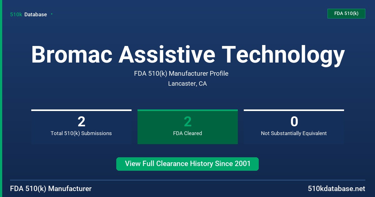 Bromac Assistive Technology FDA 510(k) Manufacturer Profile