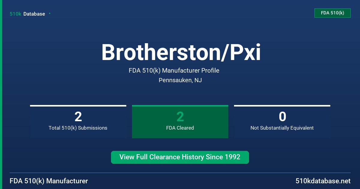 Brotherston/Pxi FDA 510(k) Manufacturer Profile