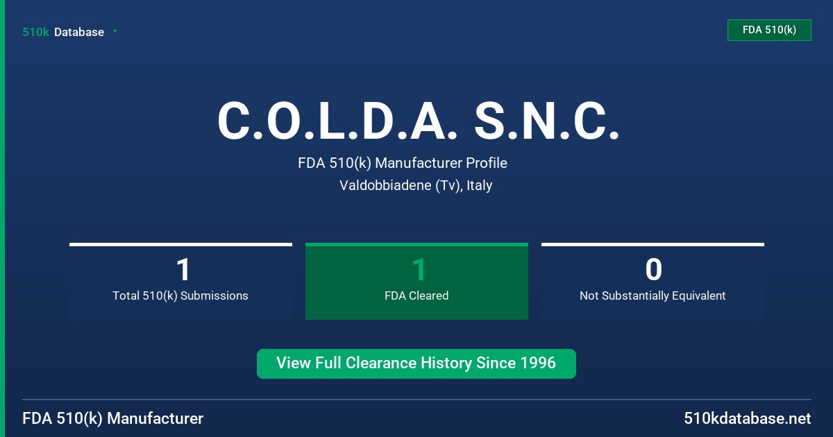 C.O.L.D.A. S.N.C. FDA 510(k) Manufacturer Profile