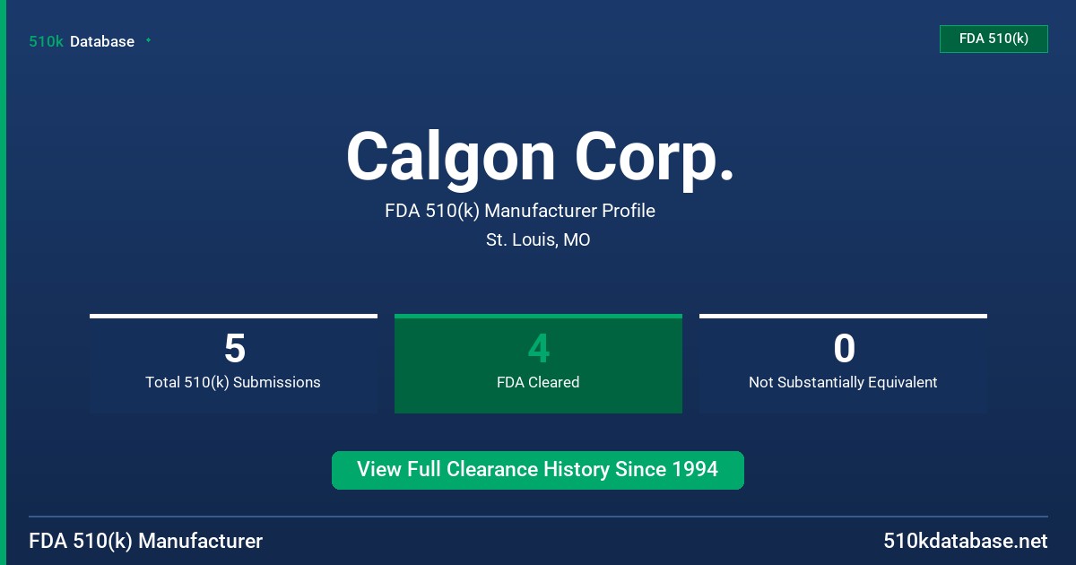 Calgon Corp. FDA 510(k) Manufacturer Profile