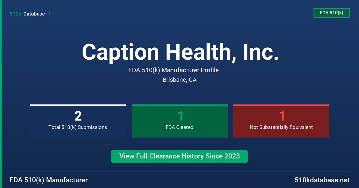 Caption Health, Inc. FDA 510(k) Manufacturer Profile