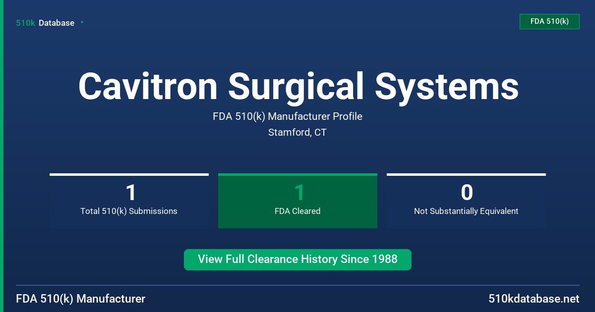 Cavitron Surgical Systems FDA 510(k) Manufacturer Profile