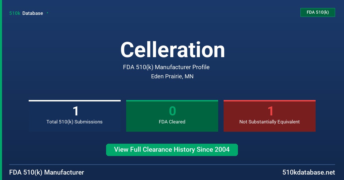 Celleration FDA 510(k) Manufacturer Profile