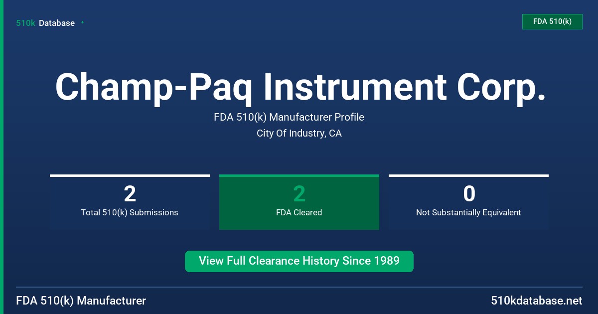 Champ-Paq Instrument Corp. FDA 510(k) Manufacturer Profile