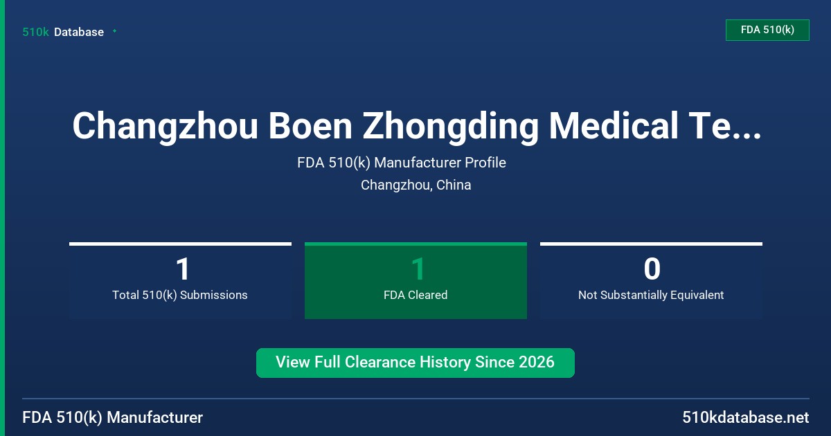 Changzhou Boen Zhongding Medical Technology Co., Ltd. FDA 510(k) Manufacturer Profile
