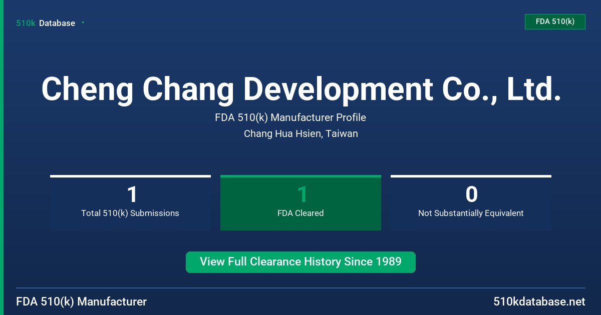 Cheng Chang Development Co., Ltd. FDA 510(k) Manufacturer Profile