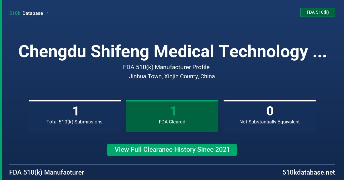 Chengdu Shifeng Medical Technology Co., Ltd. FDA 510(k) Manufacturer Profile