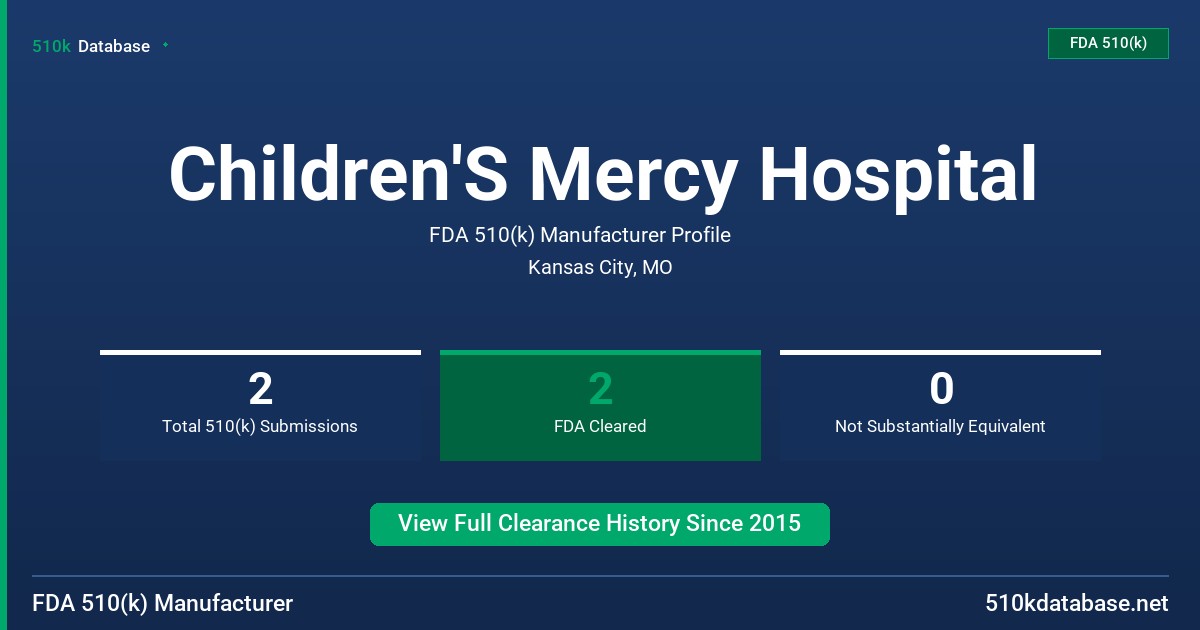 Children'S Mercy Hospital FDA 510(k) Manufacturer Profile