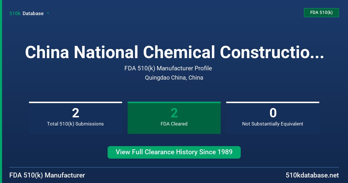 China National Chemical Construction Corp.-Qingdao FDA 510(k) Manufacturer Profile