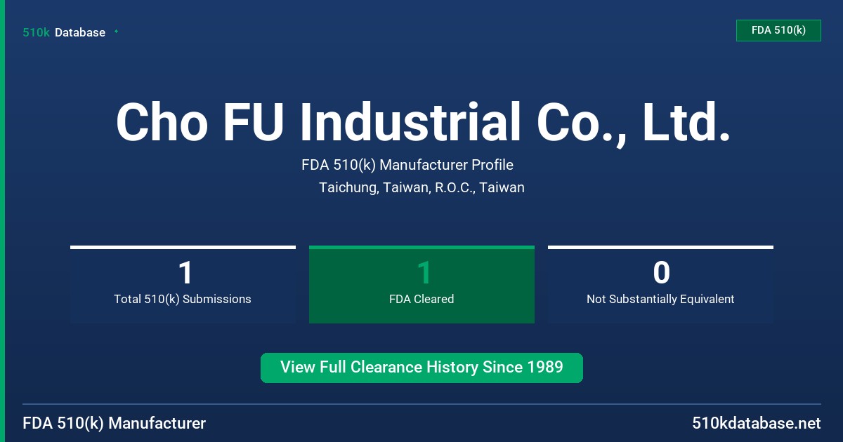 Cho FU Industrial Co., Ltd. FDA 510(k) Manufacturer Profile