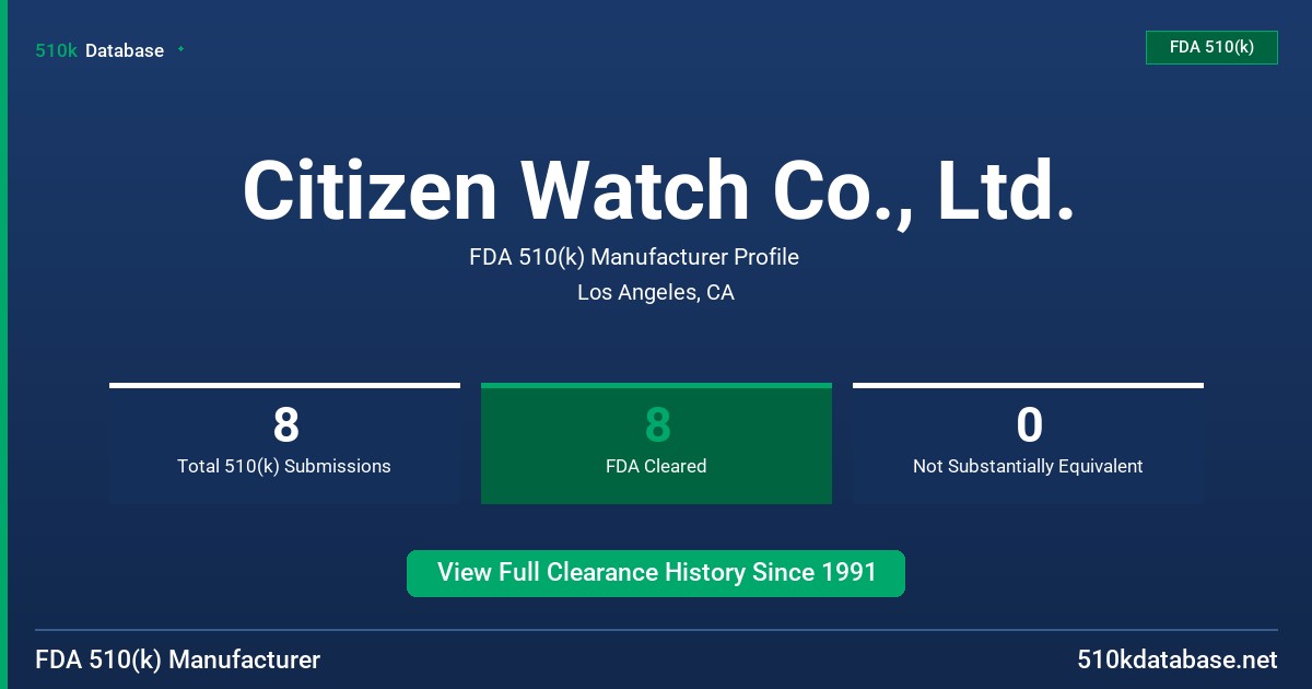 Citizen Watch Co., Ltd. FDA 510(k) Manufacturer Profile