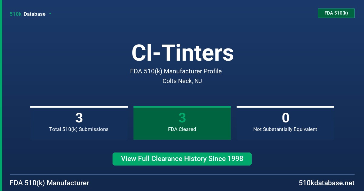 Cl-Tinters FDA 510(k) Manufacturer Profile