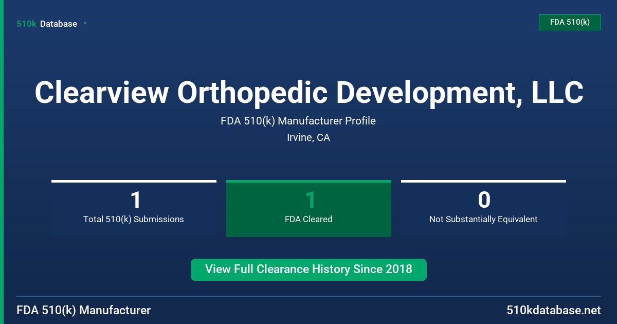 Clearview Orthopedic Development, LLC FDA 510(k) Manufacturer Profile