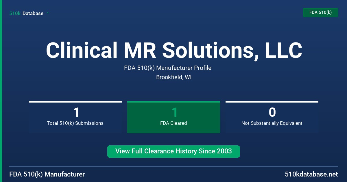 Clinical MR Solutions, LLC FDA 510(k) Manufacturer Profile
