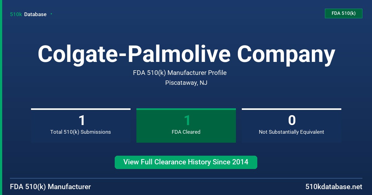 Colgate-Palmolive Company FDA 510(k) Manufacturer Profile