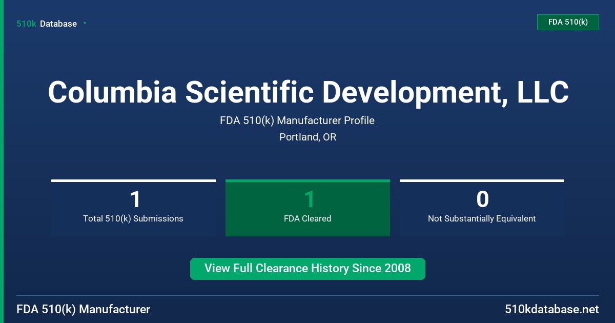 Columbia Scientific Development, LLC FDA 510(k) Manufacturer Profile
