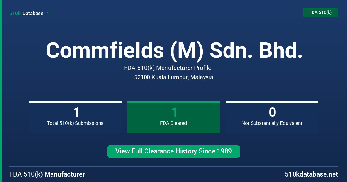 Commfields (M) Sdn. Bhd. FDA 510(k) Manufacturer Profile