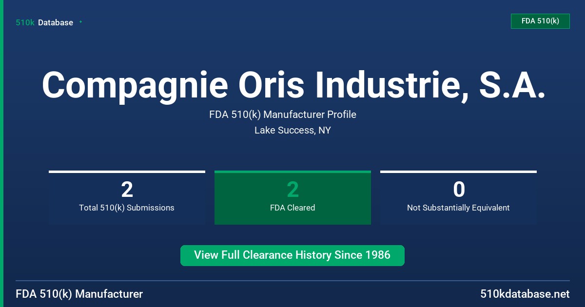 Compagnie Oris Industrie, S.A. FDA 510(k) Manufacturer Profile